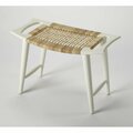 Gfancy Fixtures 17.5 x 25.5 x 14 in. White & Natural Cane Woven Stool GF3084960